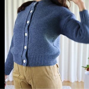 Alex Mill Nico cardigan XL indigo chunky cotton knit (recycled cotton) EUC